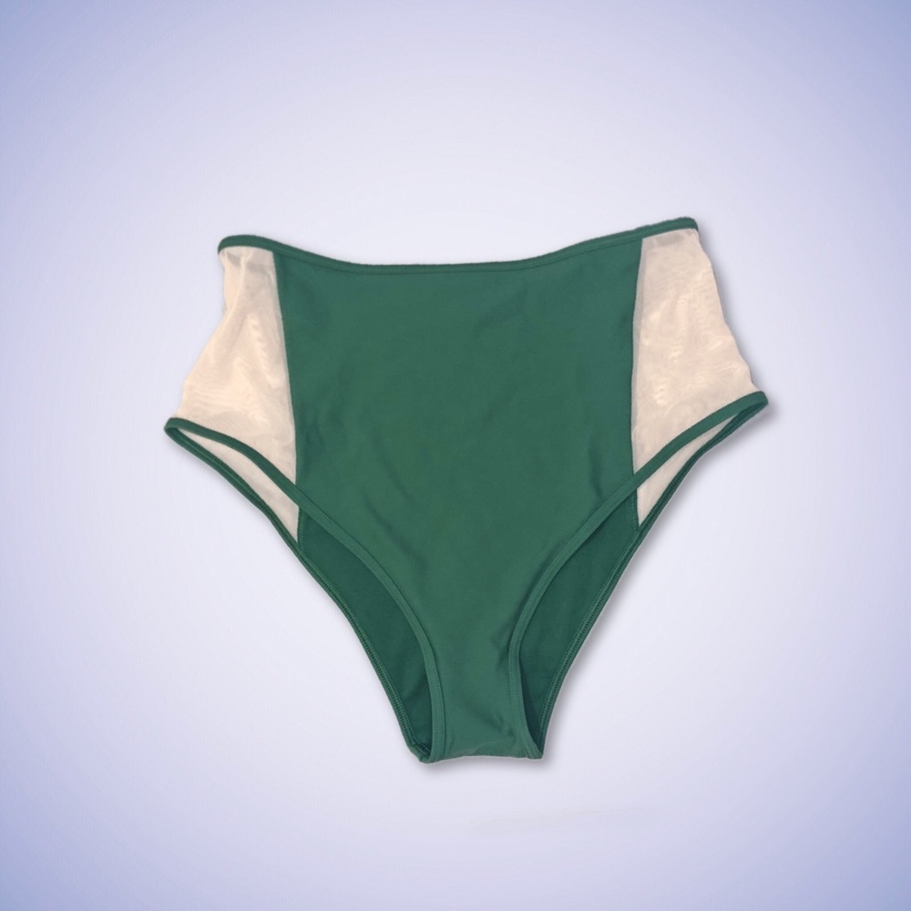 NWT Aerie High Waisted Bikini Bottoms Olive &Cream